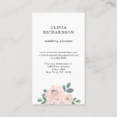 赤面かわいらしピンクの花と埃っぽい青の葉 名刺 (裏面)