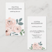 赤面かわいらしピンクの花と埃っぽい青の葉 名刺 (正面/裏面)