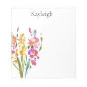 赤面かわいらしピンクの花 ノートパッド (正面)