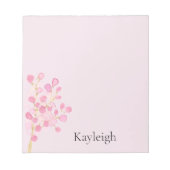 赤面かわいらしピンクの花 ノートパッド (正面)