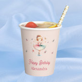 赤面かわいらしピンクガールバレリーナバースデーパーティー 紙コップ