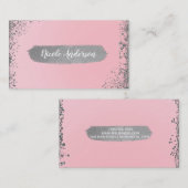 赤面かわいらしピンクシルバーグリッターグラムシモダンック 名刺 (正面/裏面)