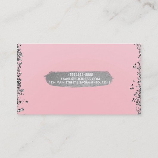 赤面かわいらしピンクシルバーグリッターグラムシモダンック 名刺 (裏面)