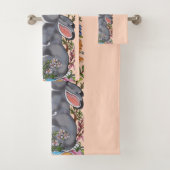 赤面かわいらしピンクバニーラビットバードフローラかわいい バスタオルセット (インサイチュ)