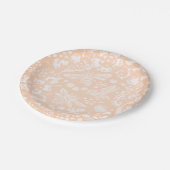 赤面かわいらしピンクビーフローラガーデンパターン ペーパープレート (アングル)