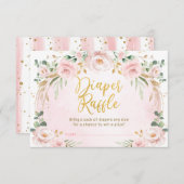 赤面かわいらしピンクフローラおむつラッフルベビーガール エンクロージャーカード (正面/裏面)