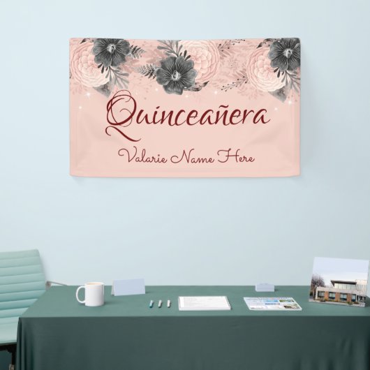 赤面かわいらしピンクフローラキンセアニェラ 横断幕 (トレードショー)