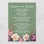 赤面かわいらしピンクボタニカルフローラボホ卒業 案内状 (裏面)