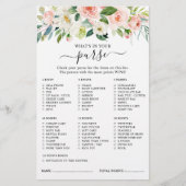 赤面かわいらしピンクボタニックブライダルシャワーゲーム (正面)