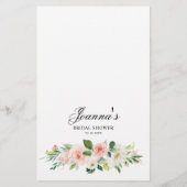 赤面かわいらしピンクボタニックブライダルシャワーゲーム (裏面)