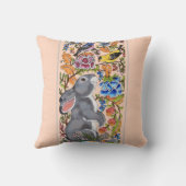 赤面かわいらしピンクラビットバードバードフローラかわいいデコ クッション (裏面)