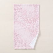 赤面かわいらしピンクレースルックフローラ バスタオルセット (ハンドタオル)