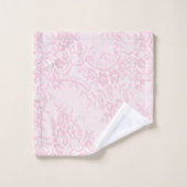 赤面かわいらしピンクレースルックフローラ バスタオルセット (ウォッシュタオル)