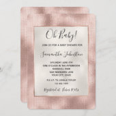 赤面かわいらしピンクローズ金ゴールドベビーシャワー 招待状 (正面/裏面)