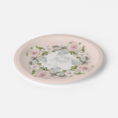 赤面かわいらしピンクローゼw多肉性ブライダルシャワー ペーパープレート (アングル)