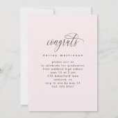 赤面かわいらしピンク写真卒業パーティー 招待状 (裏面)