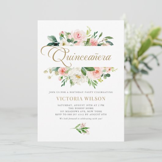 赤面かわいらしピーニーフローラフレームキンセアニラ 招待状 (スタンド正面)