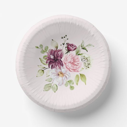 赤面かわいらしフローラベビーガールズバースデーパーティー ペーパーボウル (正面)