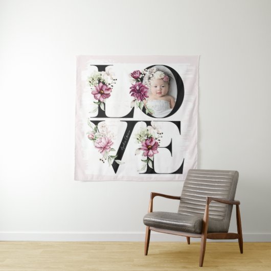 赤面かわいらしフローララブベビーガール誕生日デコール タペストリー (インサイチュ)