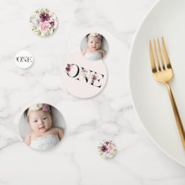 赤面かわいらしフローラワンベビーガールズファースト誕生日 コンフェッティ