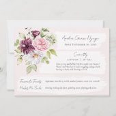 赤面かわいらしフローラワンベビーガールズファースト誕生日 招待状 (裏面)