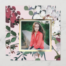 赤面かわいらしフローラ卒業会写真 招待状