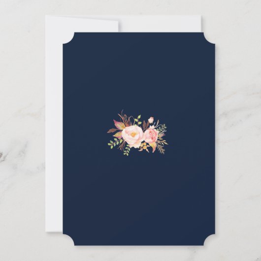 赤面かわいらしフローラ幾何ダスティブルーバプテスマ 招待状 (裏面)