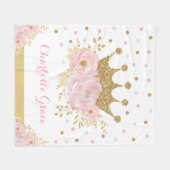 赤面かわいらしフローラ王室のプリンセス金ゴールドクラウンガール フリースブランケット (正面(横))