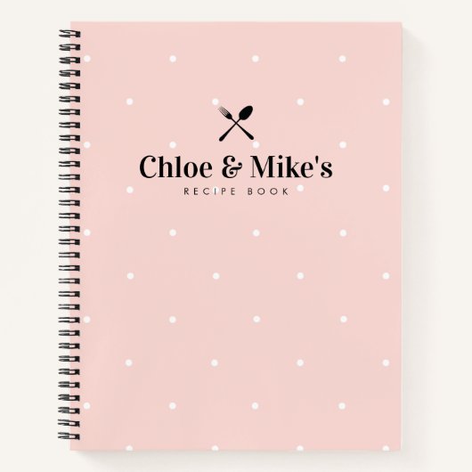 赤面かわいらし水玉模様カップル空白のレシピ本 ノートブック (正面)