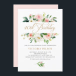 赤面かわいらし牡丹フローラフレーム40th誕生日 招待状<br><div class="desc">フローラかわいらし40歳の誕生日パーティの招待状。桃色の牡丹やデイジー、緑のアクセントのバラの水色フローラフレームを備えている。名前、日付、時刻、その他の詳細を追加してパーソナライズこの赤面フローラの招待は、春と庭の誕生日パーティーに最適である。</div>