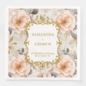 赤面かわいらし金ゴールド結婚紙ナプキンス (正面)