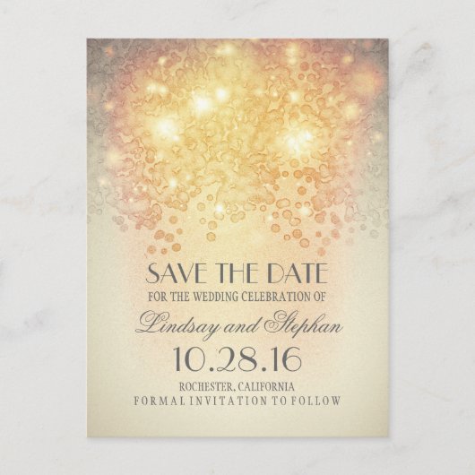 赤面きらめくエレガント日付ポストカードの保存 案内ポストカード (正面)