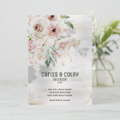 赤面きらめくホワイト&グリーンリーウェディング招待 案内状 (スタンド正面)