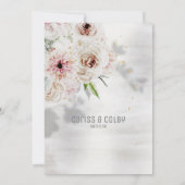 赤面きらめくホワイト&グリーンリーウェディング招待 案内状 (裏面)