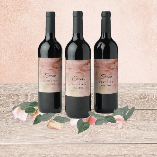 赤面したフローラヴィンテージウェディングワインラベル ワインラベル