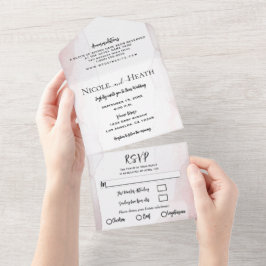 赤面した水ミニマル色シックモダン結婚ズ オールインワン招待状