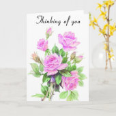 赤面した考えバラ カード (黄色い花)