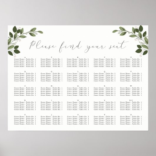 赤面するスリグ、シーティングチャート ポスター (正面)