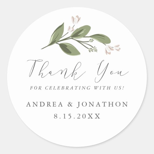 赤面するSprigs好意ステッカー ラウンドシール (正面)