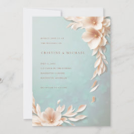 赤面とアクア3dフローラ結婚ズ 招待状