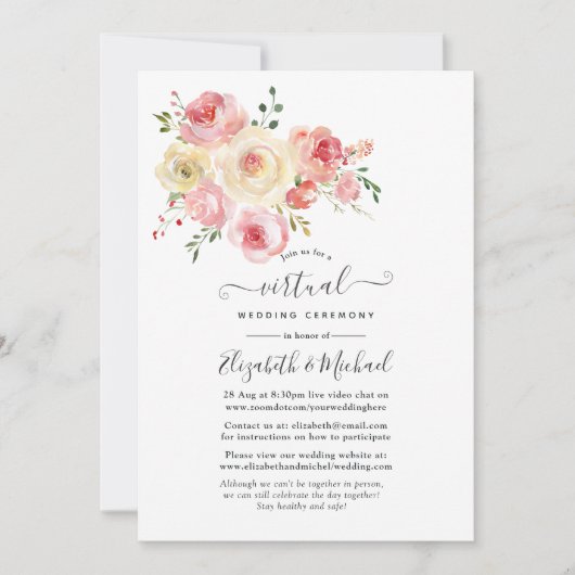 赤面とイエローパステルフローラバーチャル結婚ズ 招待状 (正面)