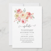 赤面とイエローパステルフローラ結婚の更新 招待状 (正面)
