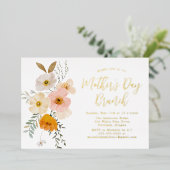 赤面とイエローフローラマザーズデイブランチ 箔招待状 (立ち正面)