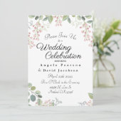 赤面とオリーブグリーン水カラーユーカリ 招待状 (スタンド正面)