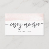 赤面とグレーの水色の署名スクリプト 名刺 (正面)