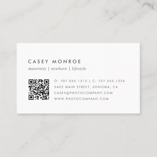 赤面とグレーの水色の署名スクリプトQRコード 名刺 (裏面)