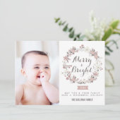 赤面とグレークリスマスリースホリデーフォトカード シーズンカード (スタンド正面)