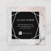 赤面とグレー大理石幾何学模様 | Instagramアイコン スクエア名刺 (裏面)