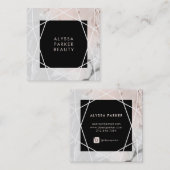 赤面とグレー大理石幾何学模様 | Instagramアイコン スクエア名刺 (正面/裏面)