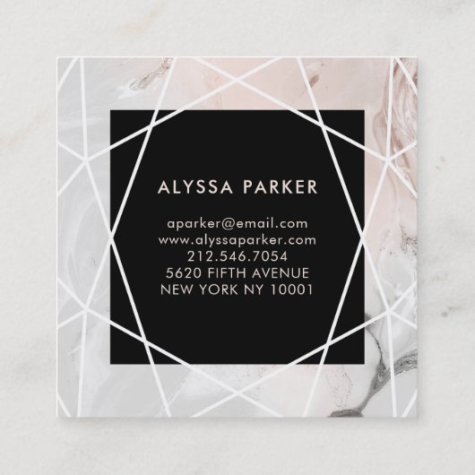 赤面とグレー大理石|幾何学 スクエア名刺 (裏面)